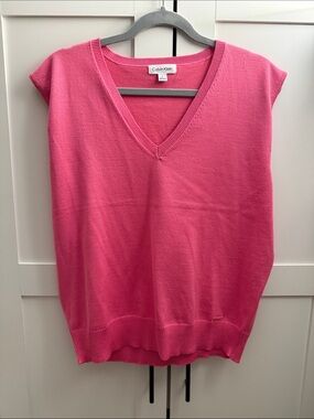 Calvin Klein Hot Pink V-Neck Sleeveless Knit Top